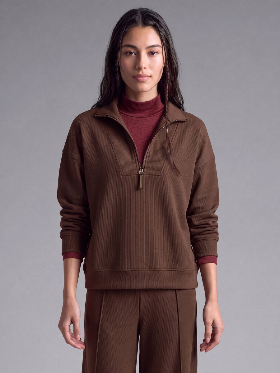 Brown stretch modal crew-neck sweatshirt ALTAVIA STUDIO_0