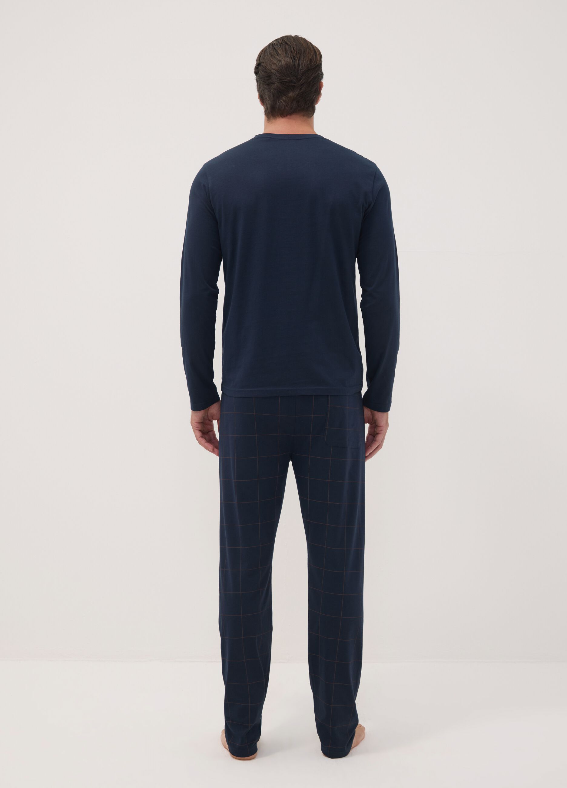 Blue pure organic cotton V-neck pyjamas