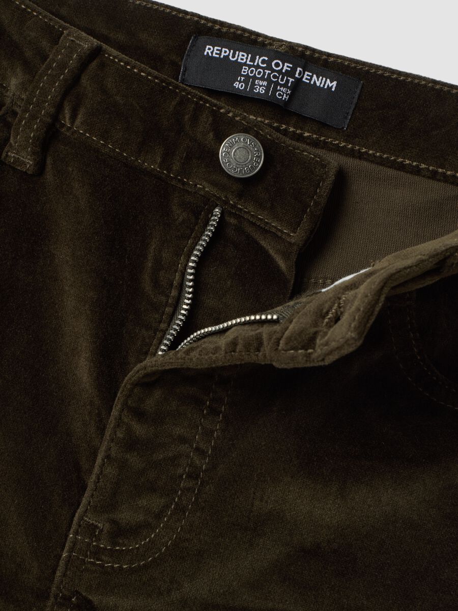 Green bootcut stretch-cotton jeans_1