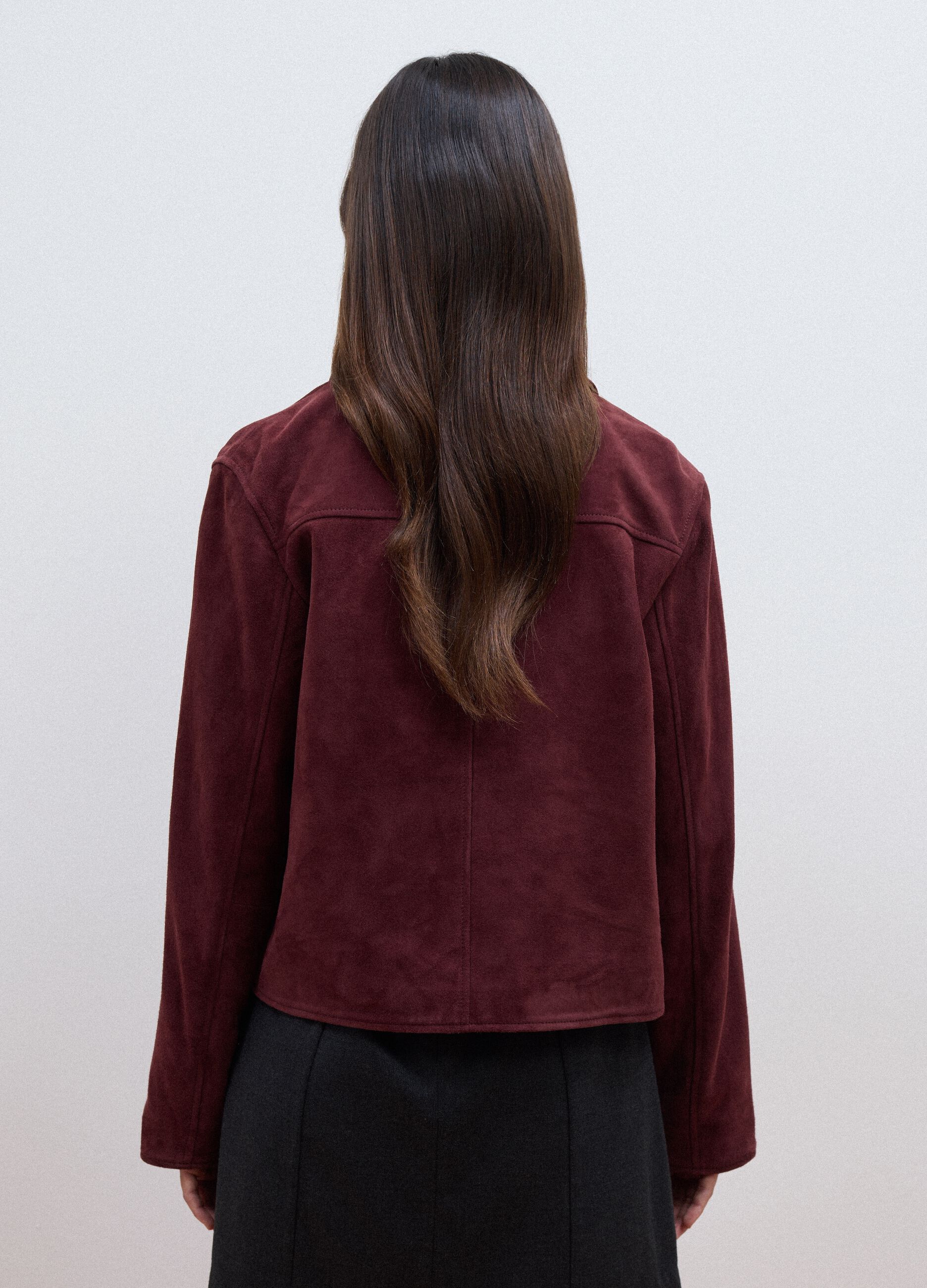 Red genuine leather jacket, regular fit