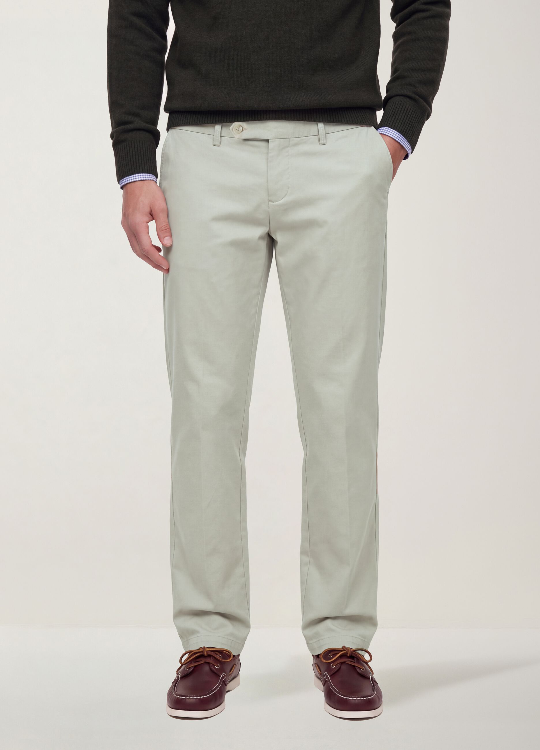 Pantaloni chino beige in puro cotone regular fit