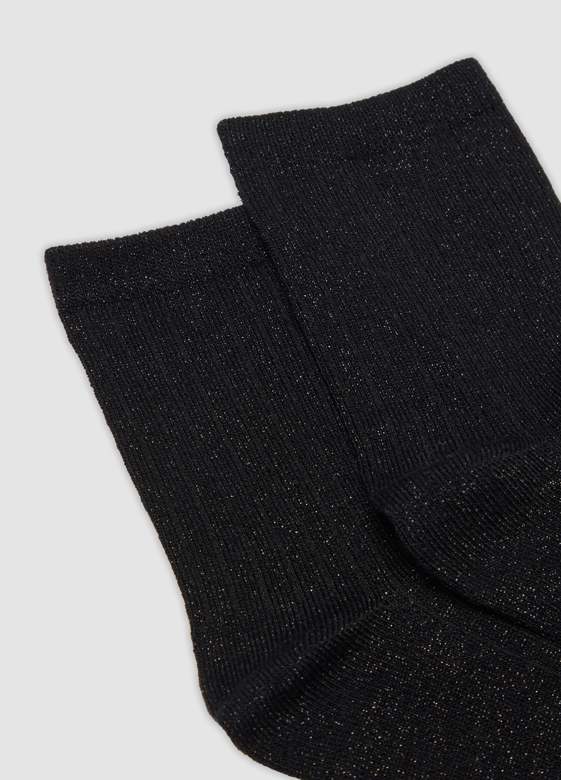 Black stretch socks with lurex threads