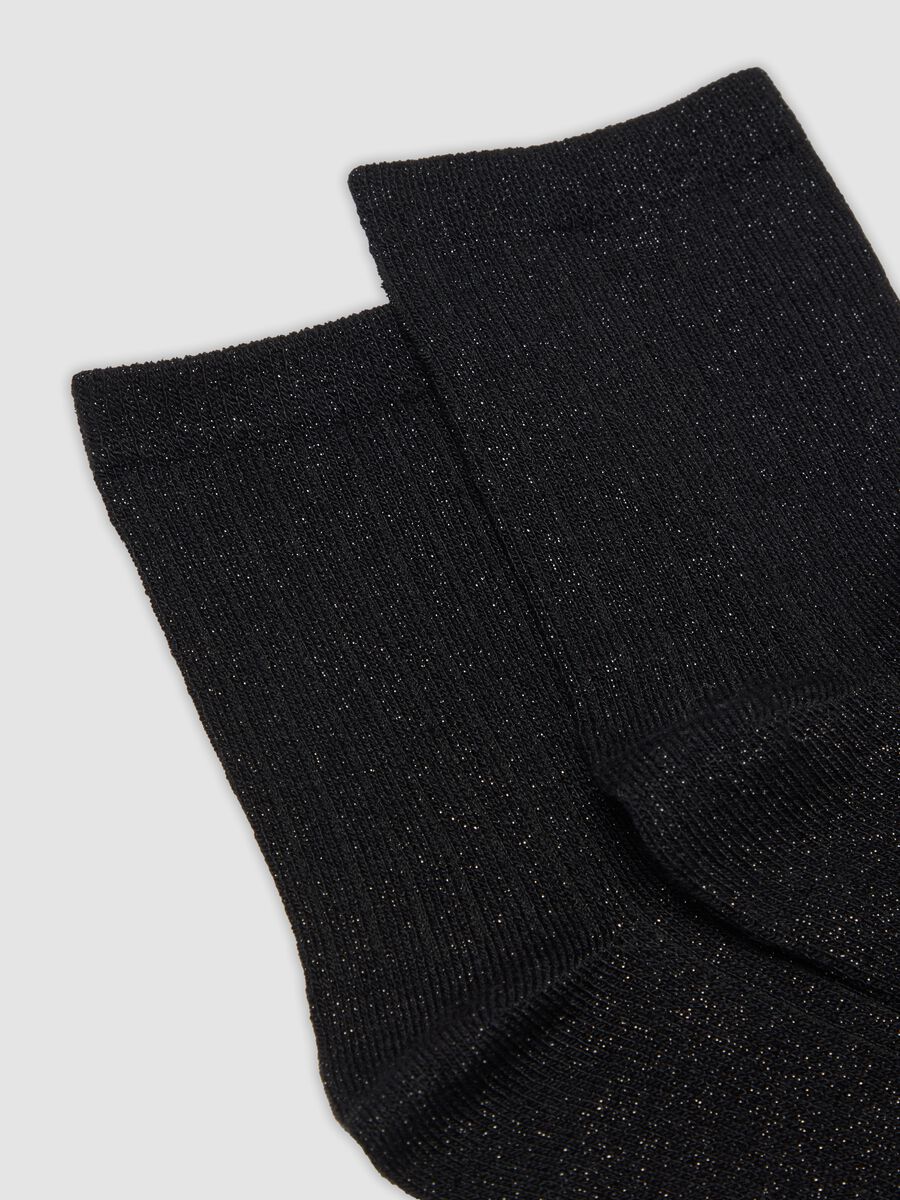 Black stretch socks with lurex threads_1