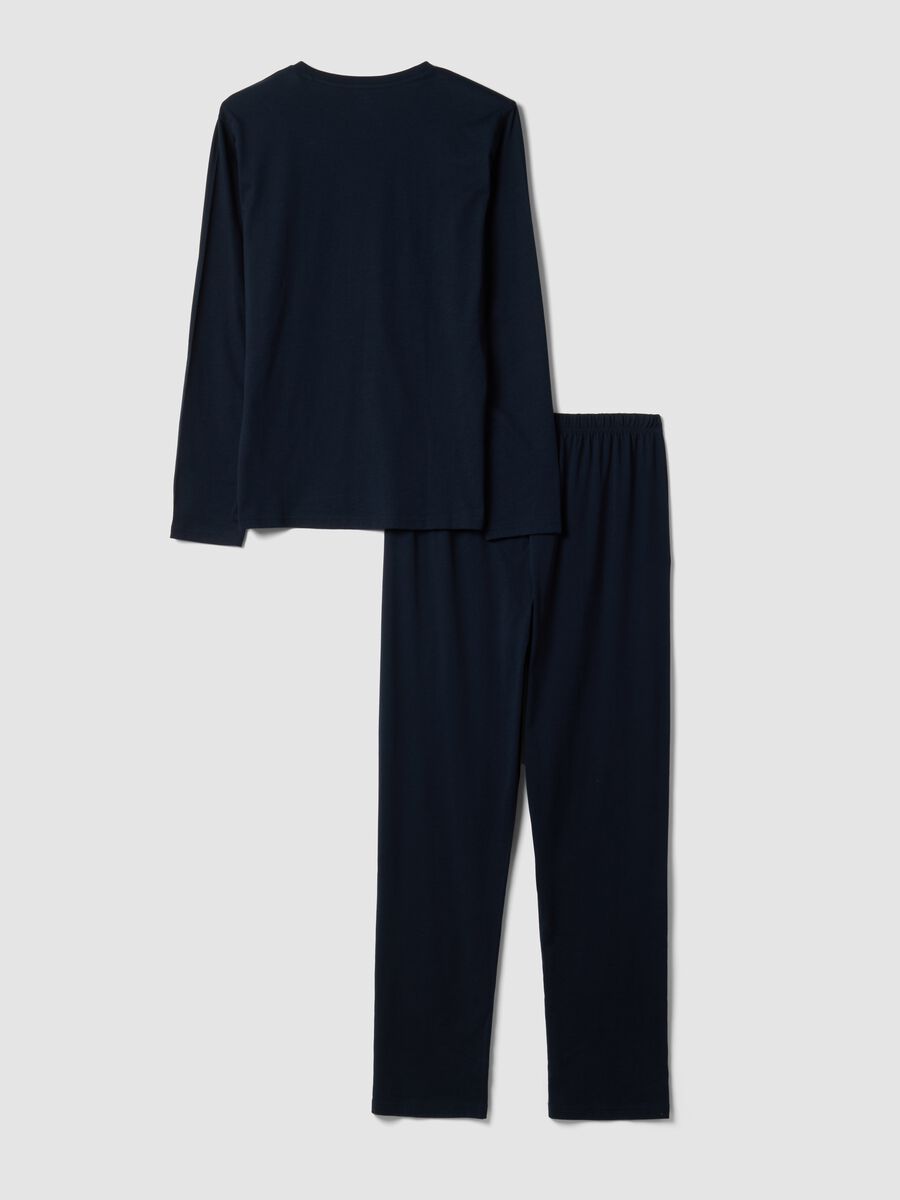 Blue pure organic cotton V-neck pyjamas, regular fit_5