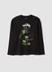 T-shirt nera in puro cotone organico con girocollo_0