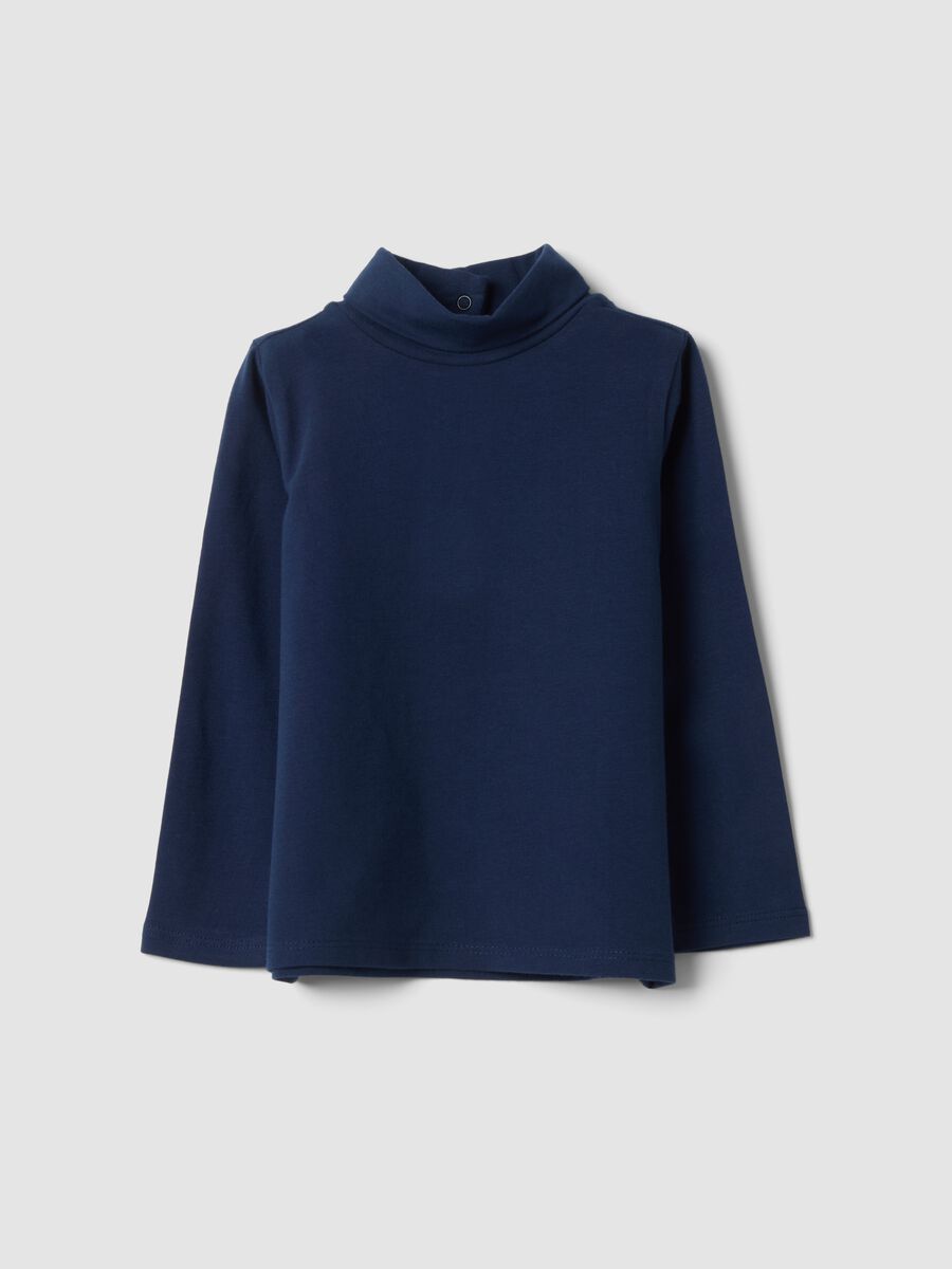 Midnight blue stretch organic cotton crew-neck top_0