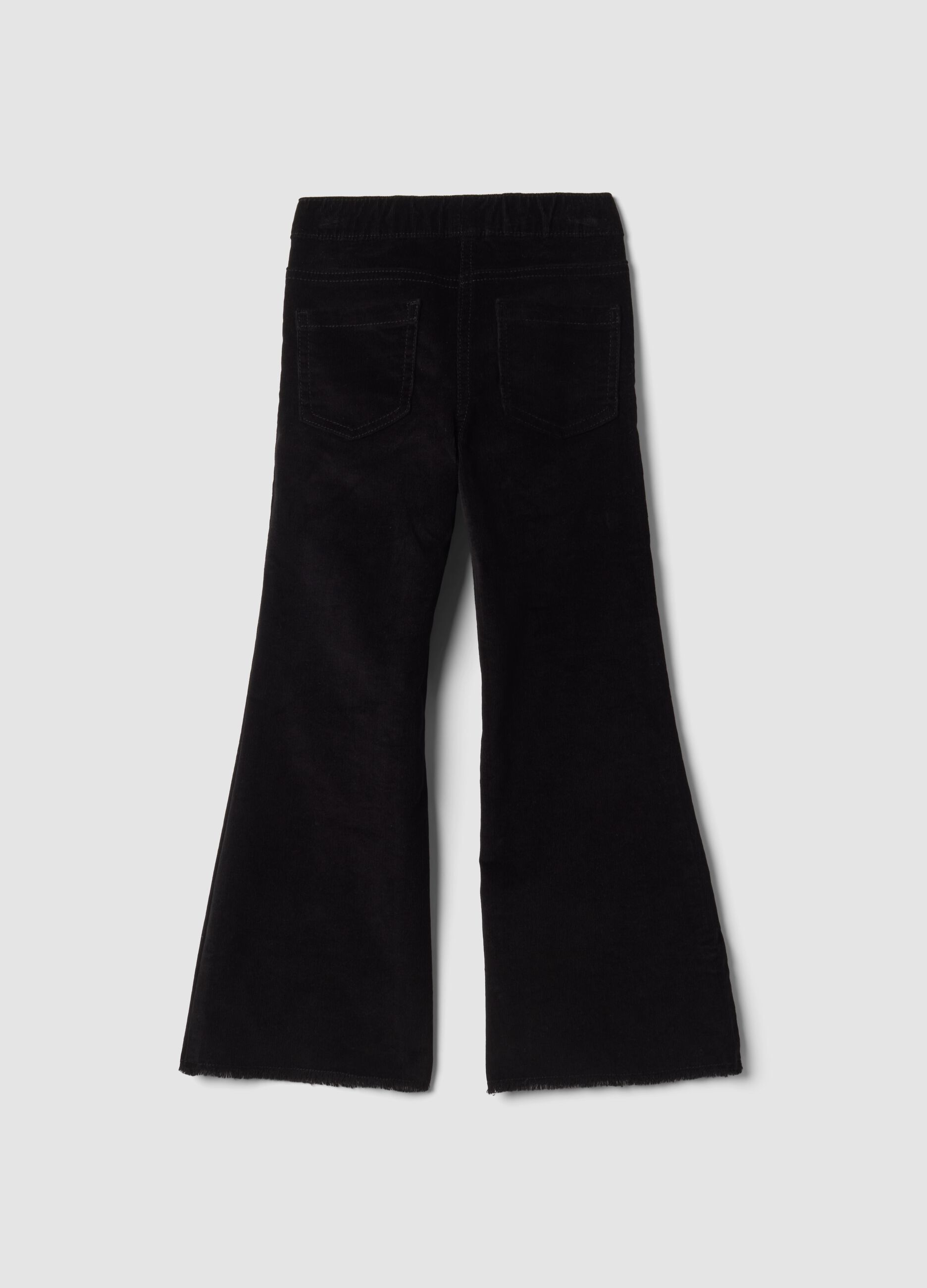 Black cotton-stretch flare treggings