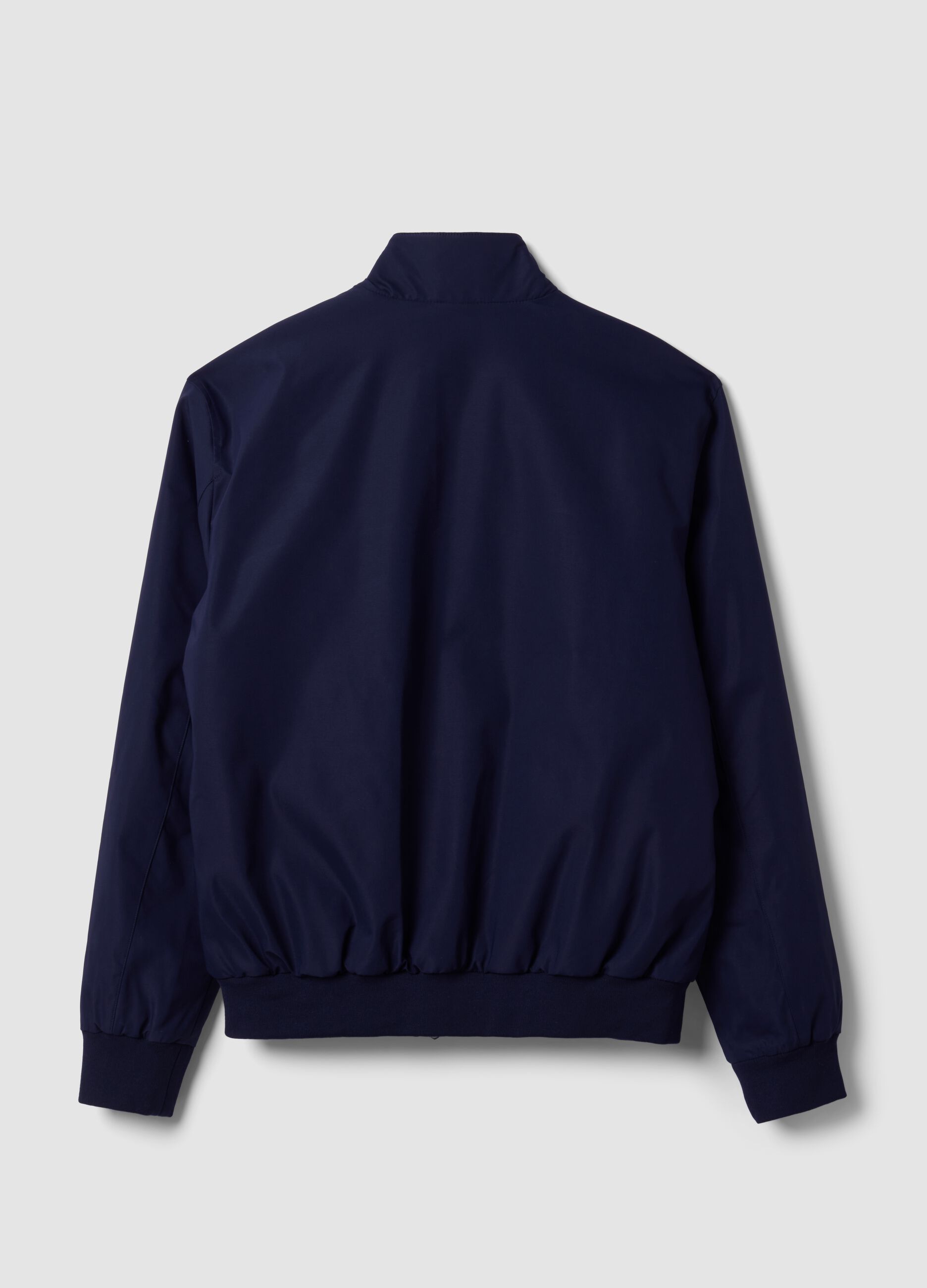 Navy padded jacket, regular fit, with zip and high neck