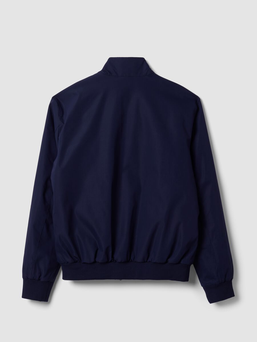 Navy padded jacket, regular fit, with zip and high neck_1