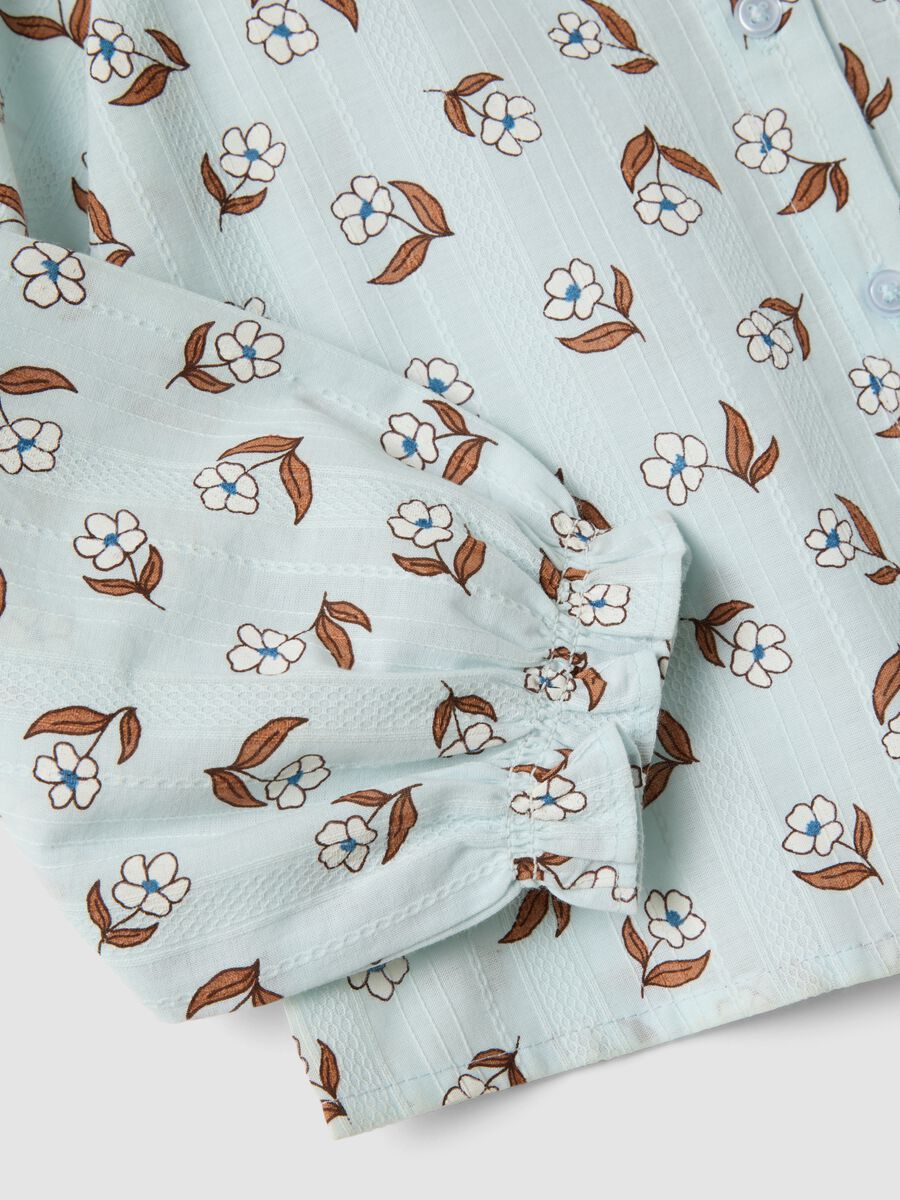 Light blue pure cotton shirt with floral print_3