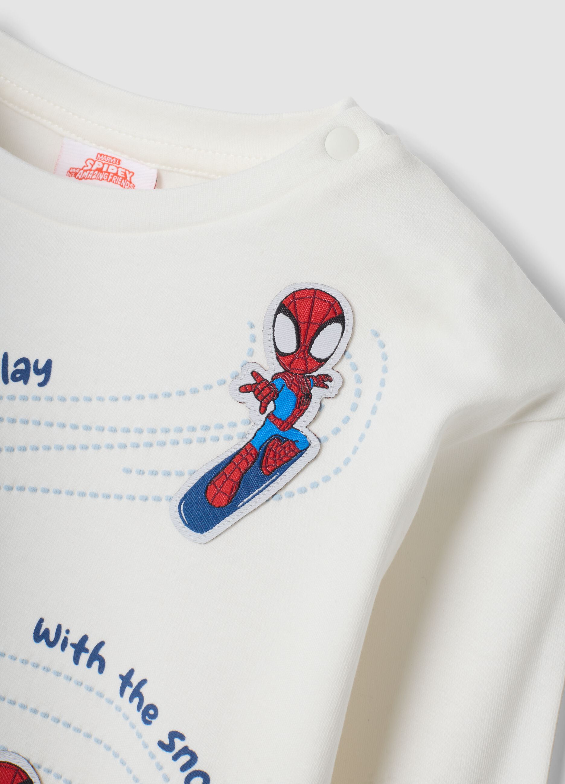 T-shirt bianca in puro cotone con stampa Marvel Spider-Man