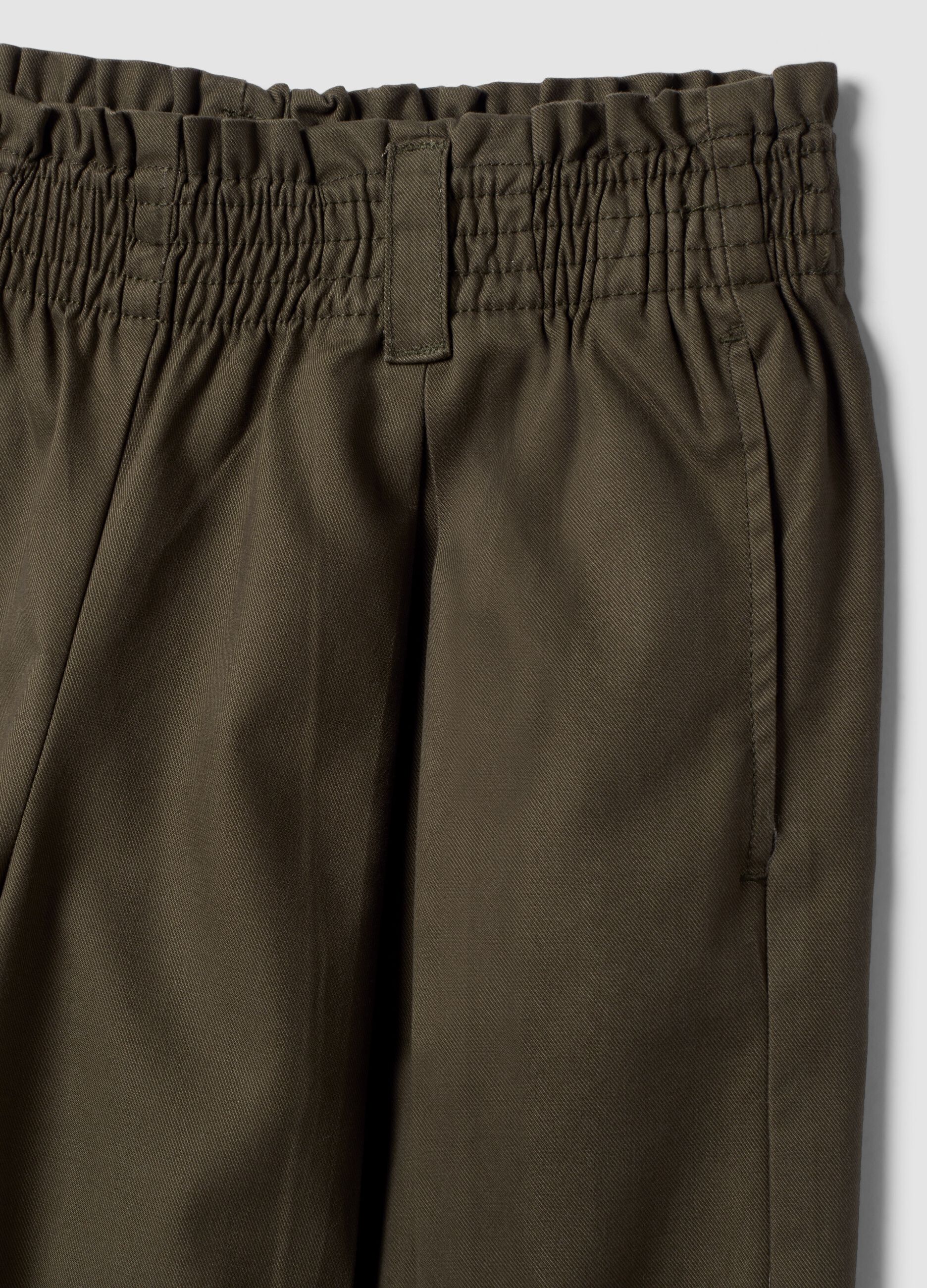 Green wide-leg jogger trousers in cotton and lyocell blend for girls