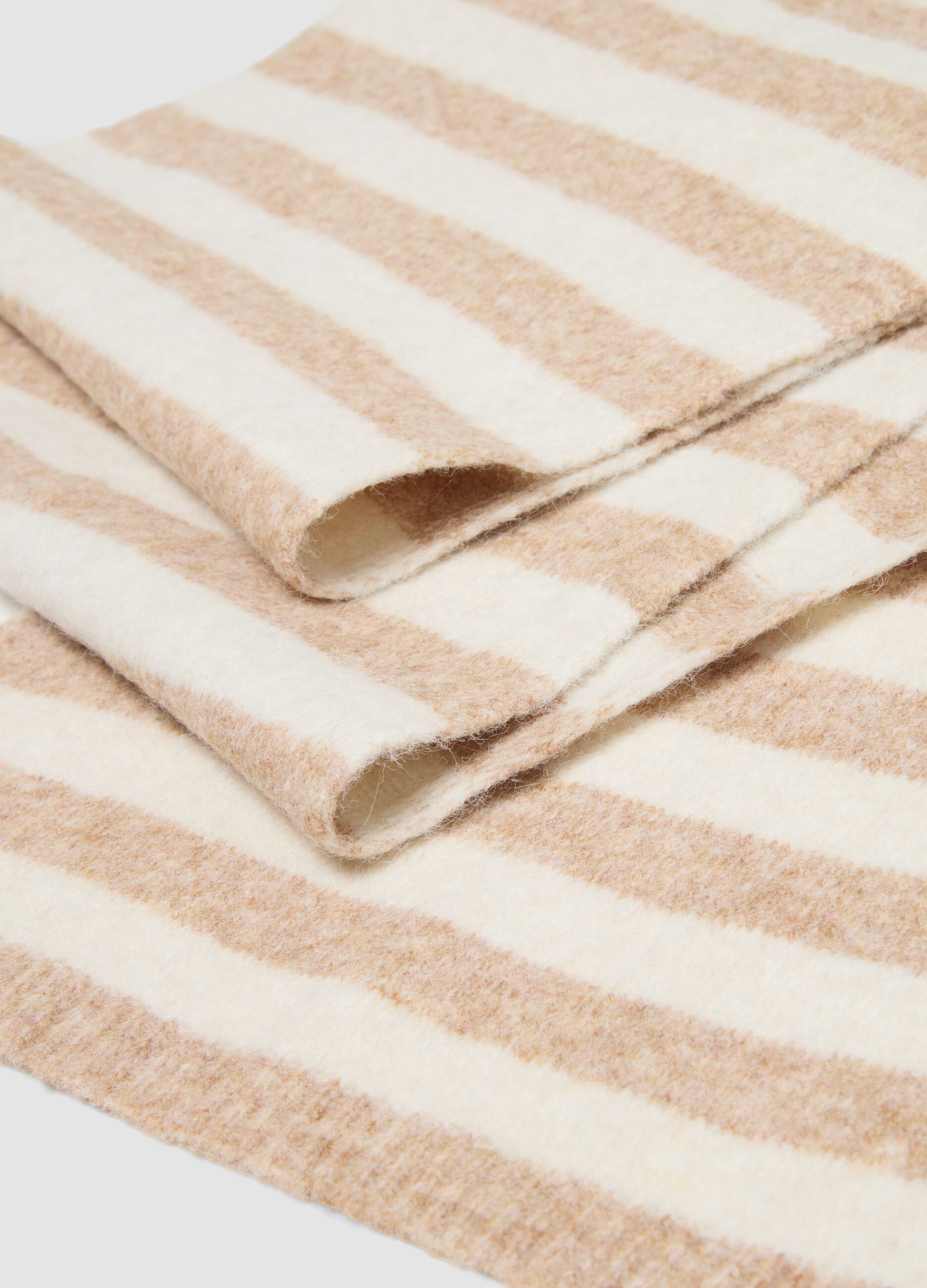 Sciarpa avorio e beige chiaro in misto lana elasticizzata