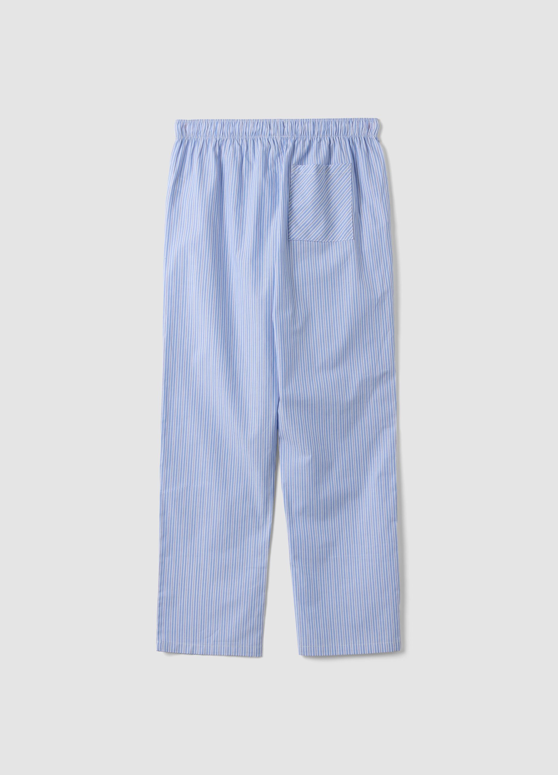 Blue striped organic cotton pyjama trousers