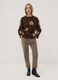 Pantaloni marroni regular fit con motivo chevron_0