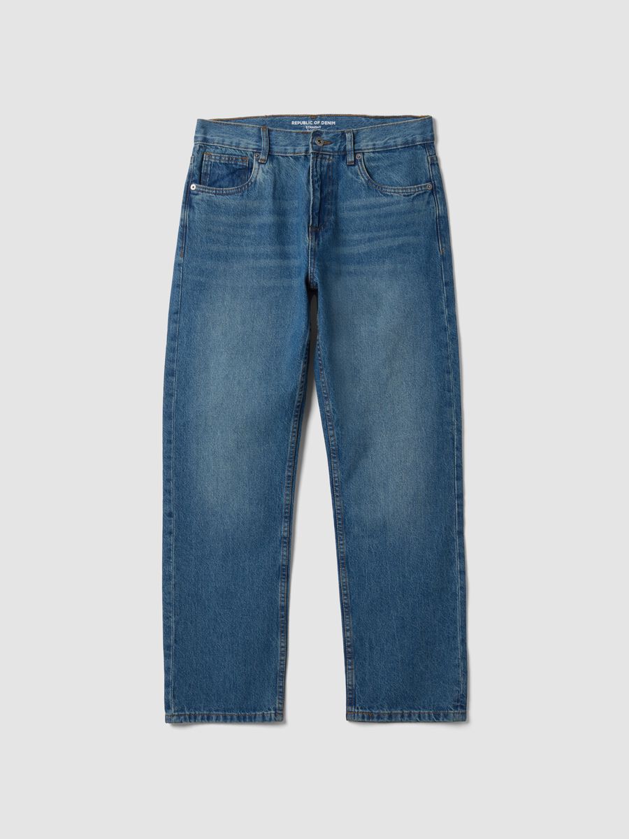 Light blue pure cotton straight-fit denim jeans_4