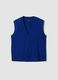 Blue pure wool gilet with deep V-neck_0