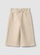 Beige wide-leg cotton-blend trousers_0