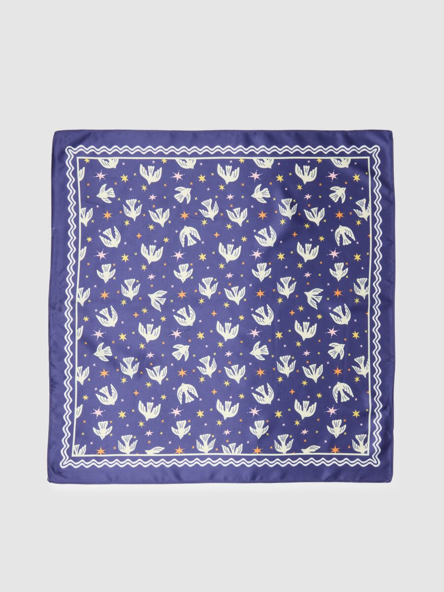 Multicolour regular-fit scarf with bird pattern_1