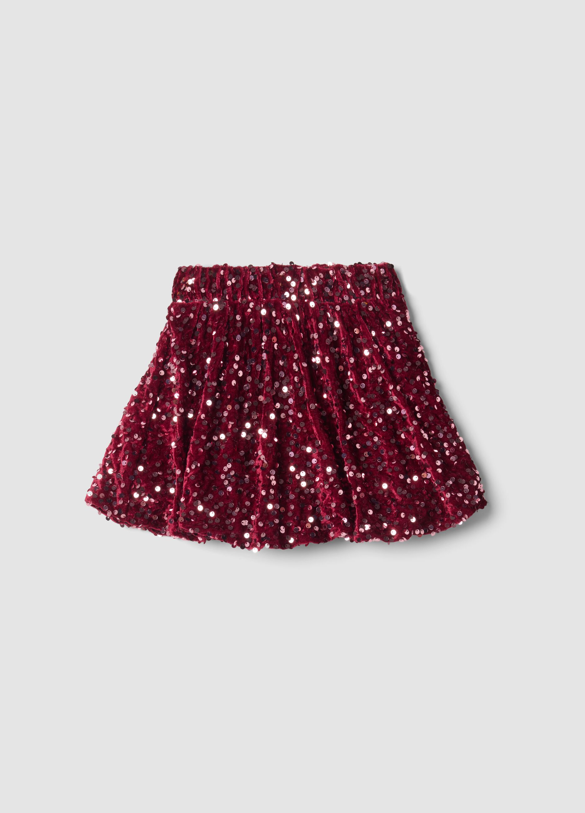 Plum purple sequin skirt with elasticated waist