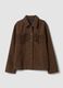 Blazer marrone in misto lana e viscosa con frange applicate_4