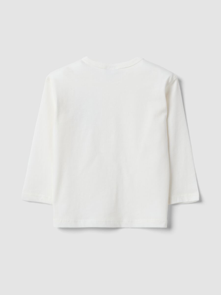 White organic cotton T-shirt with print for baby boy_1