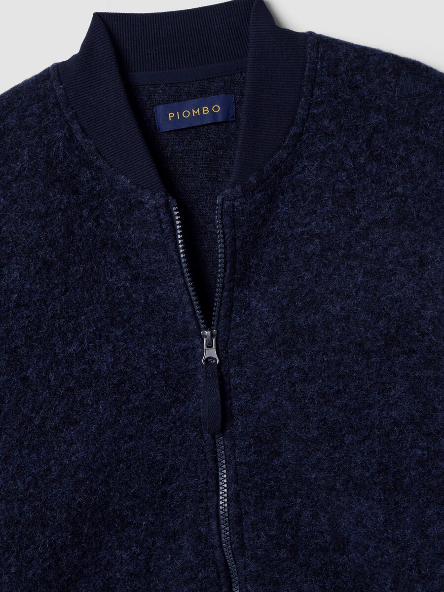 Blue wool-blend sweatshirt with ribbed collar_5