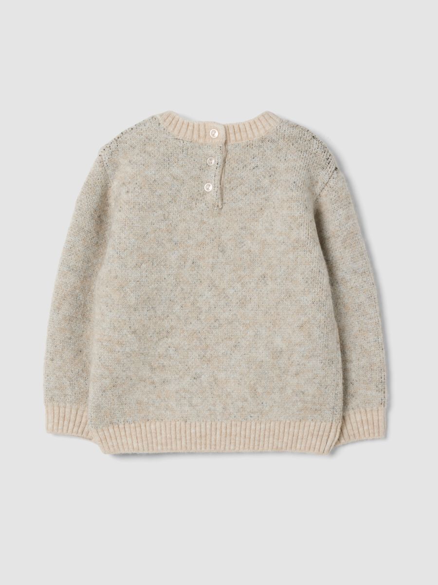 Beige stretch jersey crew-neck top_1