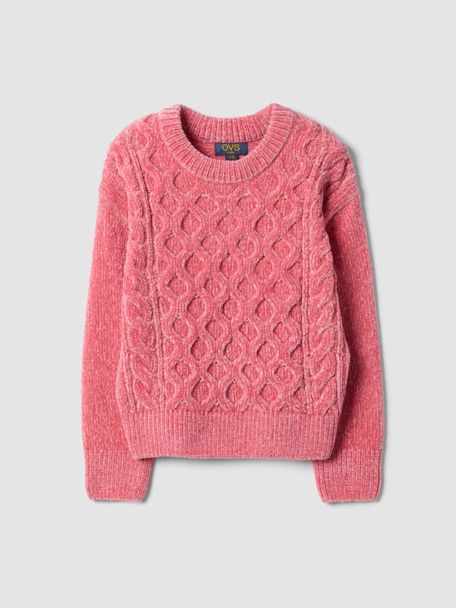 Pink crew-neck cable-knit jumper, regular fit_0