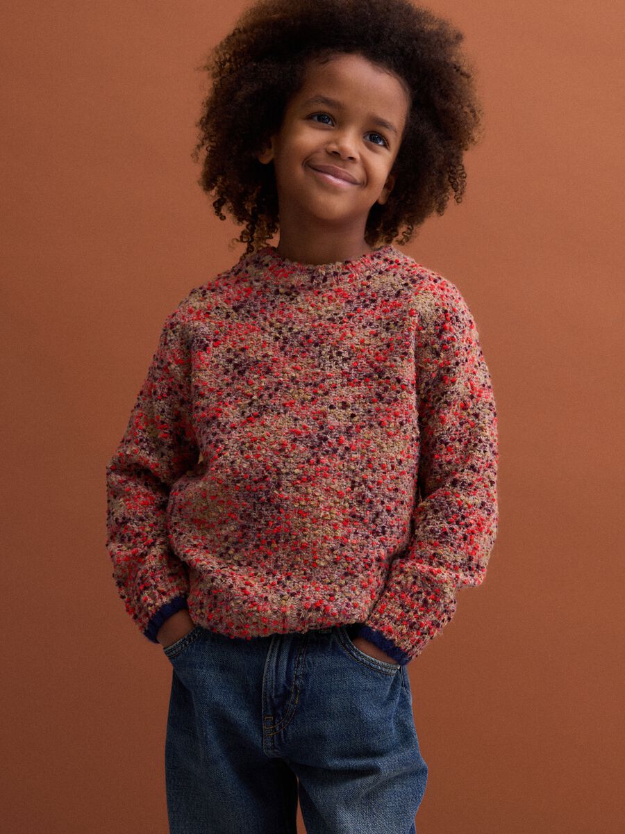 Multicoloured crew-neck jumper in wool and alpaca blend_0