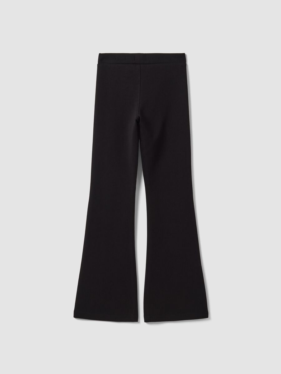 Black flared-fit stretch cotton leggings for girls_4