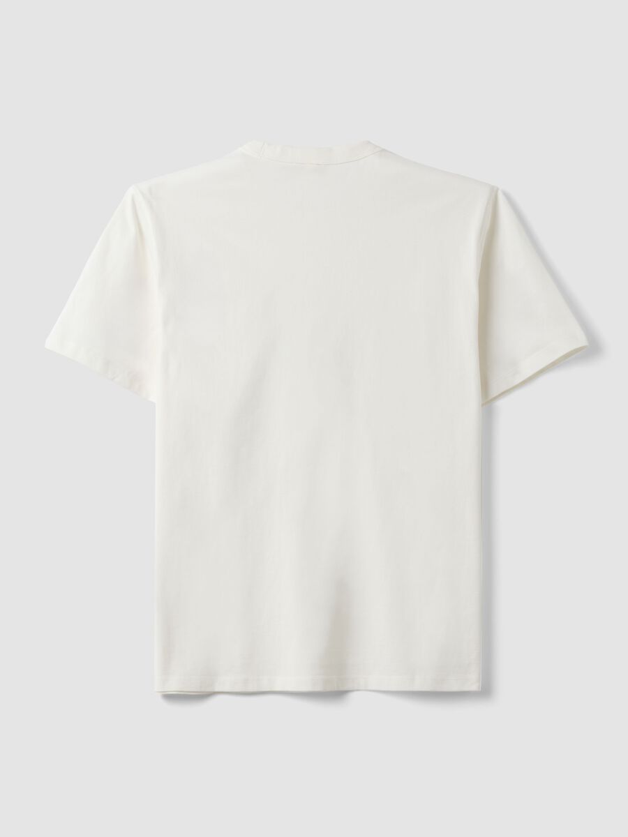 White pure cotton crew-neck T-shirt, relaxed fit_6