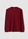 T-shirt rossa in puro cotone girocollo regular fit_0