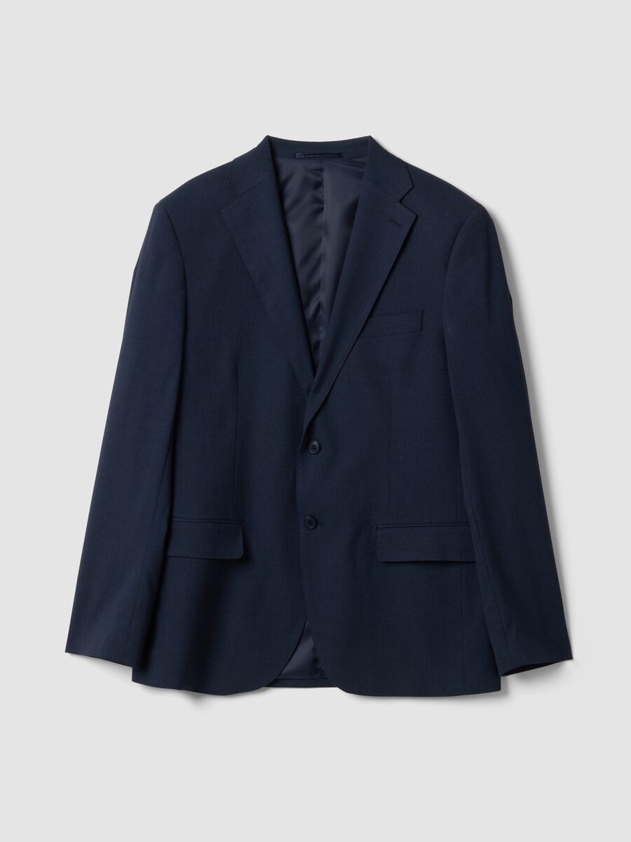 Blue lined stretch-viscose blazer_0