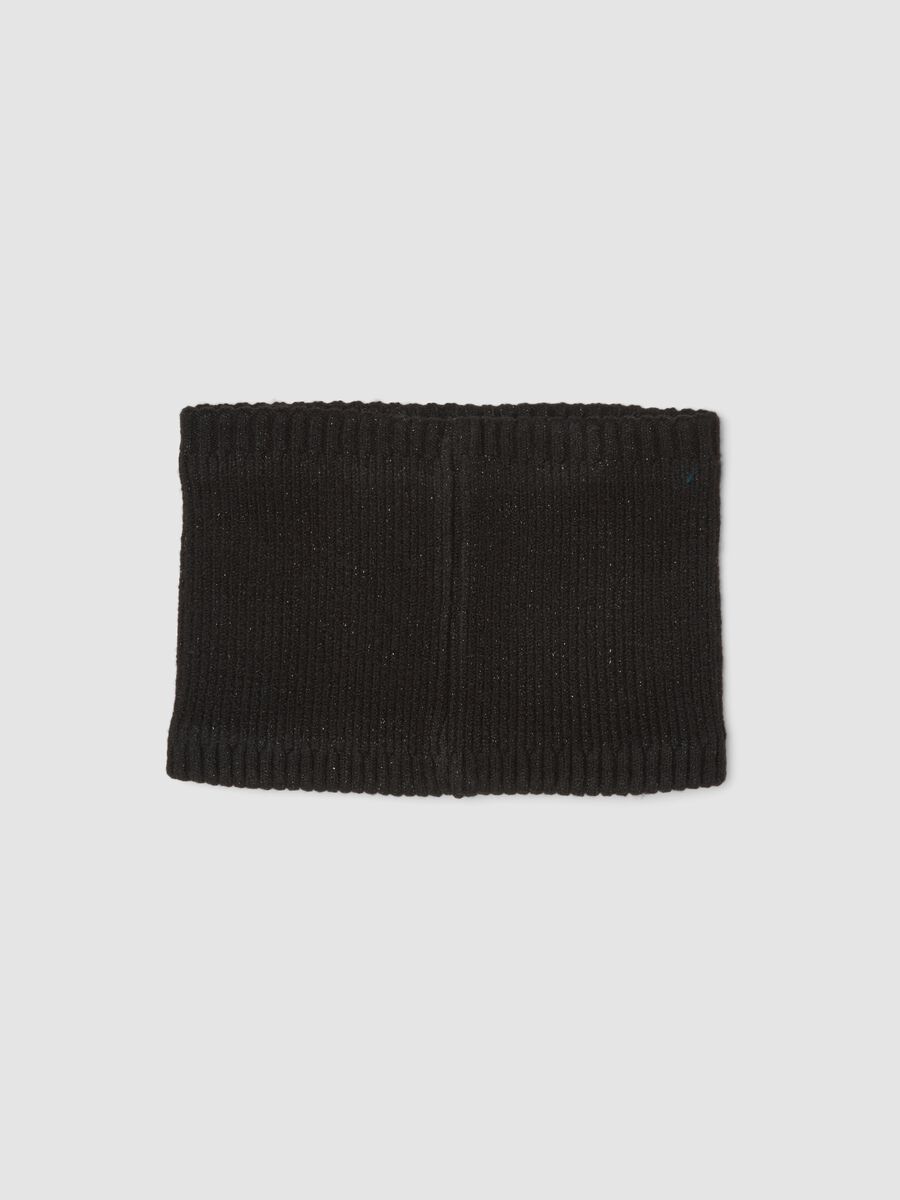Black ribbed stretch-fabric scarf_1