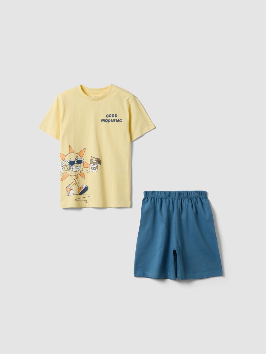 Yellow short pyjamas in pure organic cotton for kids, regular fit_0