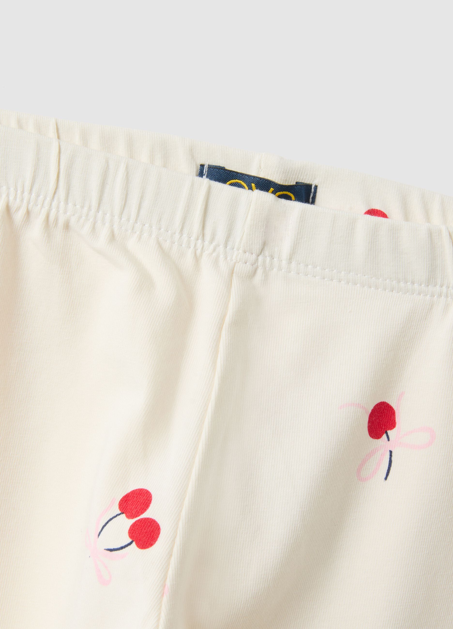 White stretchy cotton slim fit leggings for girls with designs