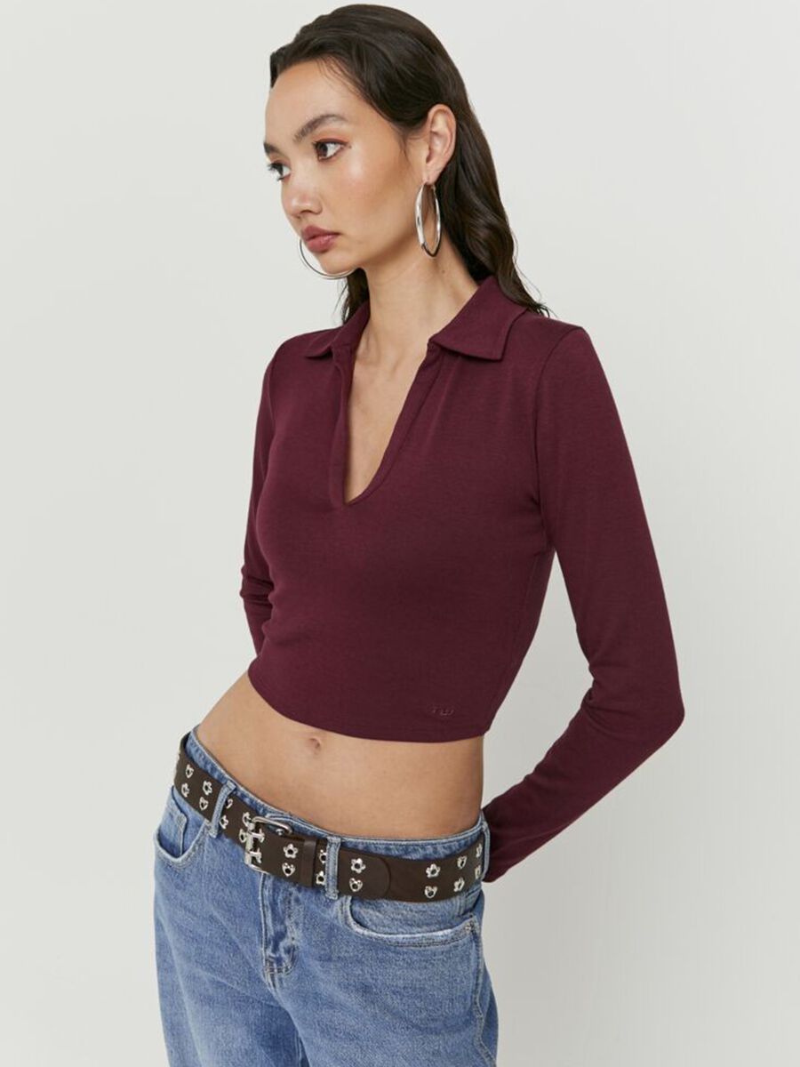 Red regular fit cotton blend sweater_0