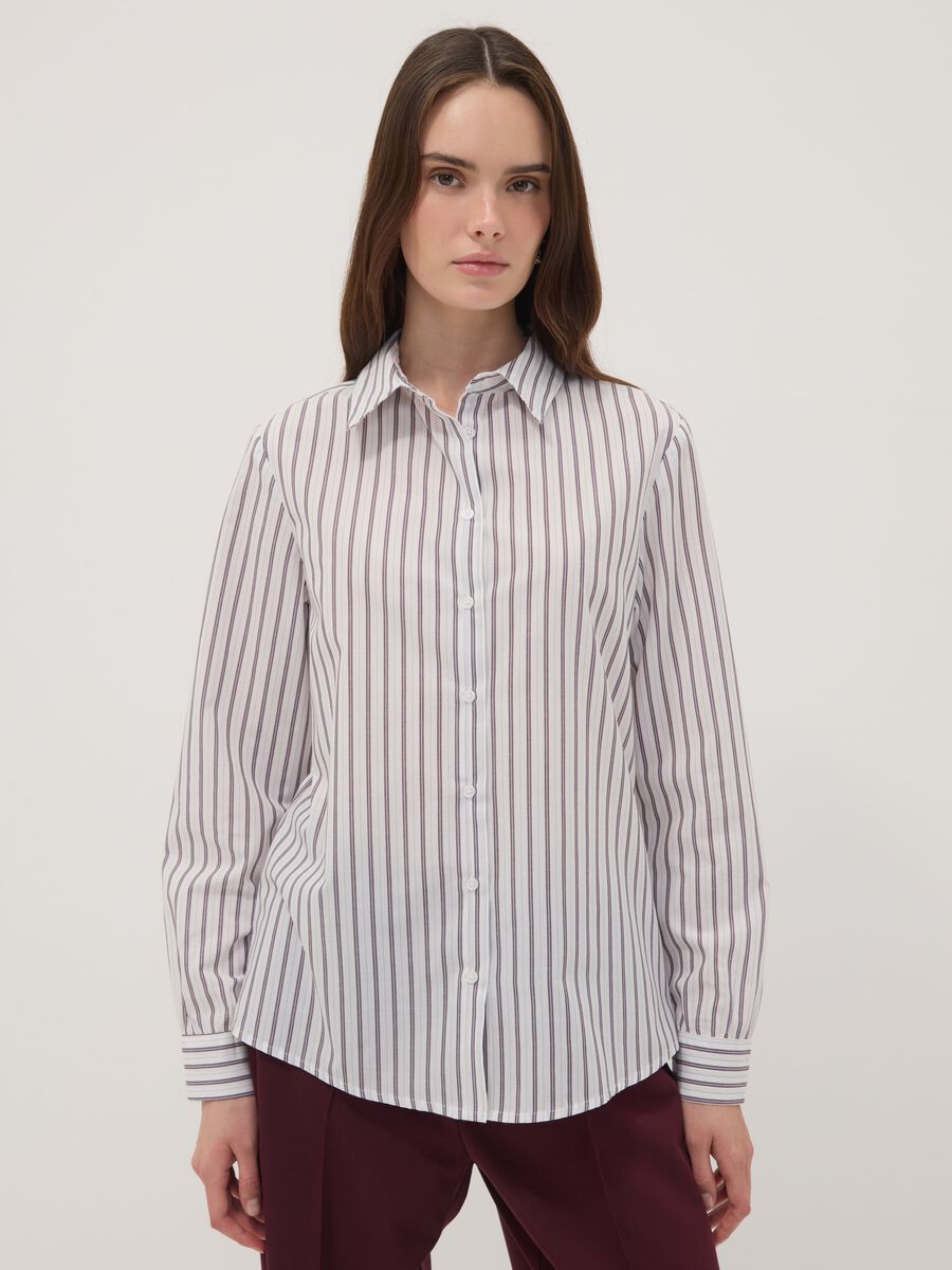 White striped long-sleeve slim-fit shirt_1