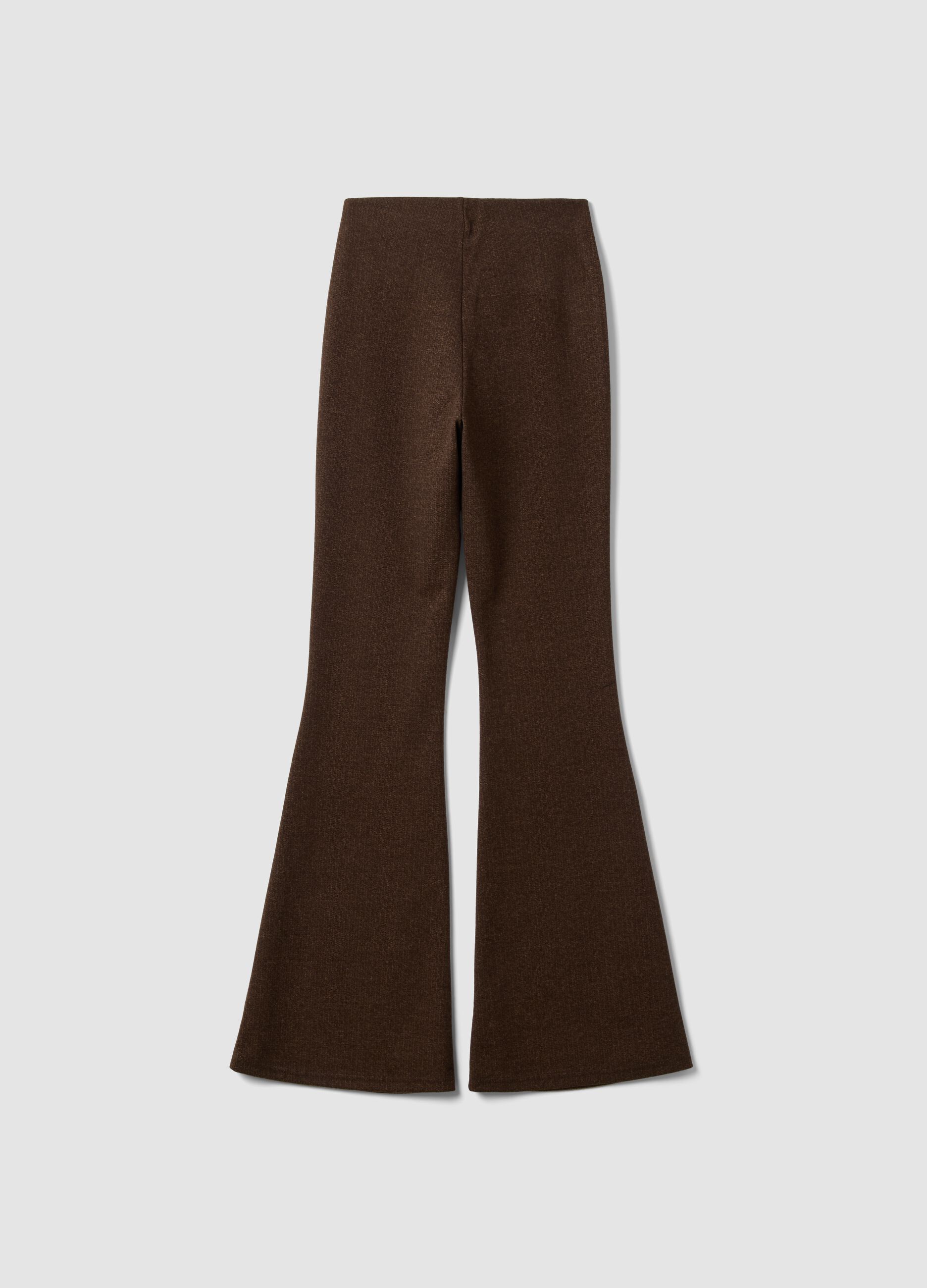 Brown flared trousers in stretch viscose
