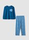 Blue pure organic cotton crew-neck pyjamas_0