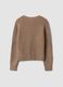 Brown stretch wool oversized cardigan with deep V-neck_2
