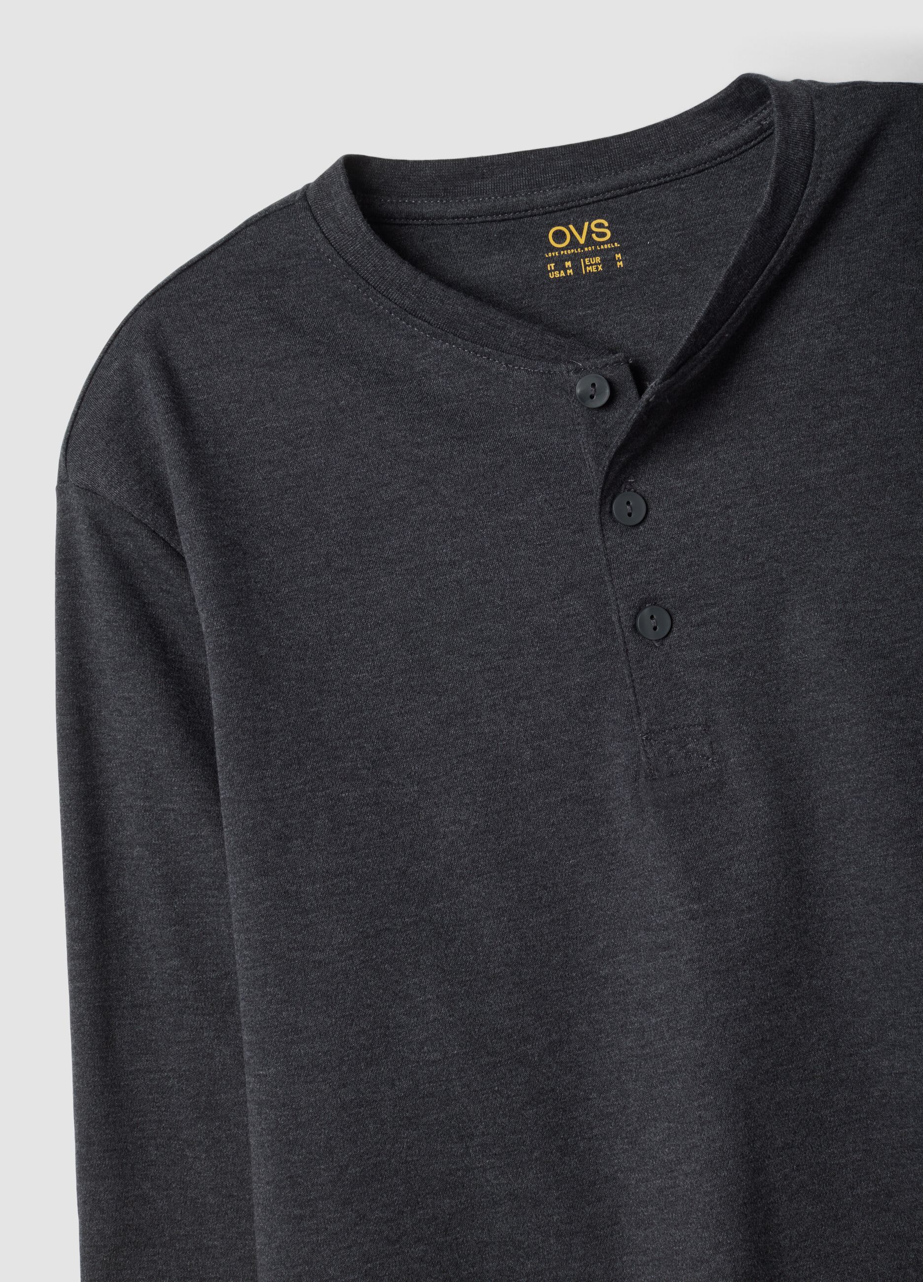 Grey organic cotton pyjamas with Henley neckline