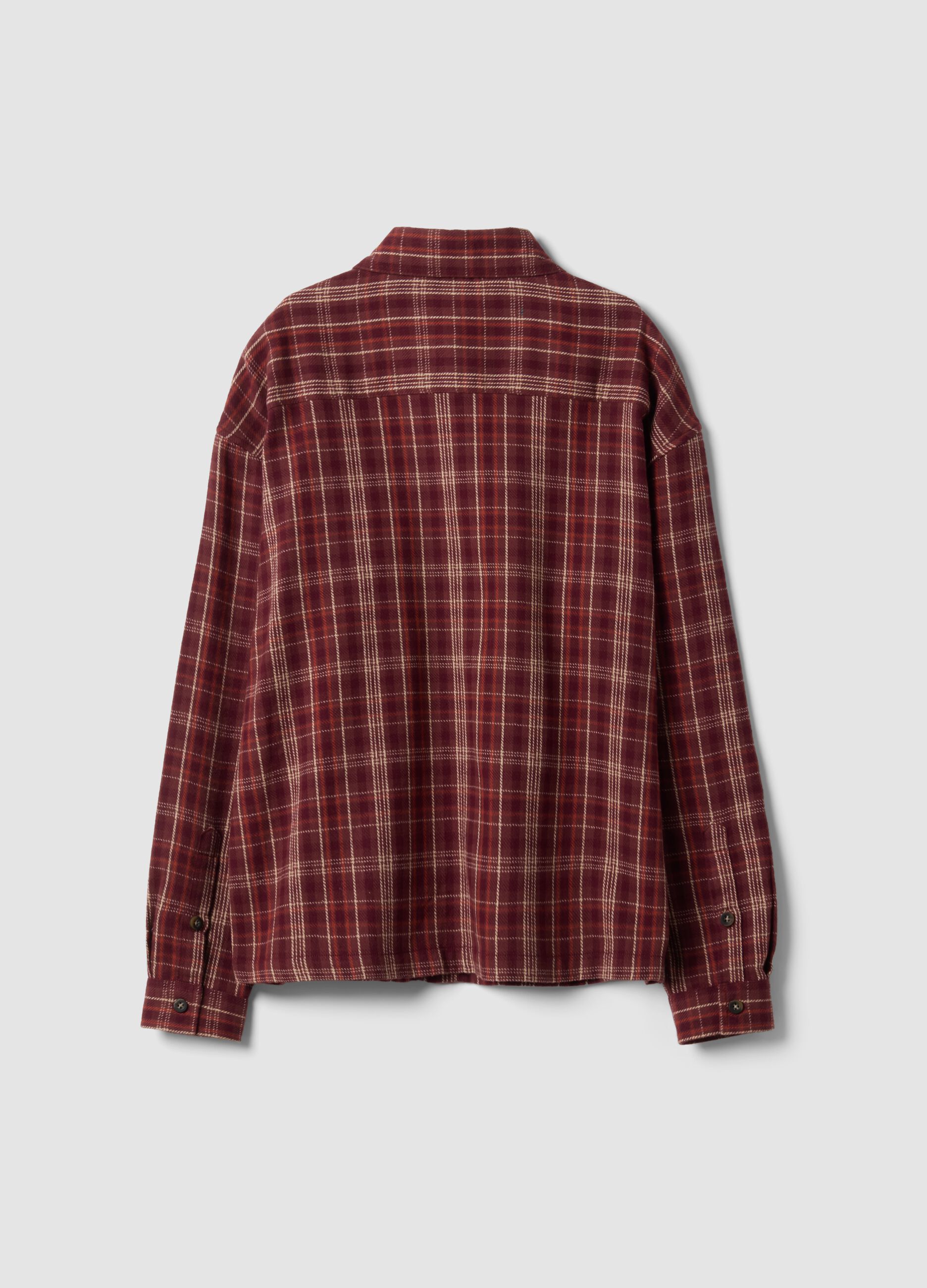 Camicia flanella rossa a quadri in puro cotone over fit
