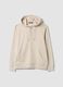 Felpa full zip beige in misto cotone con cappuccio regular fit_0