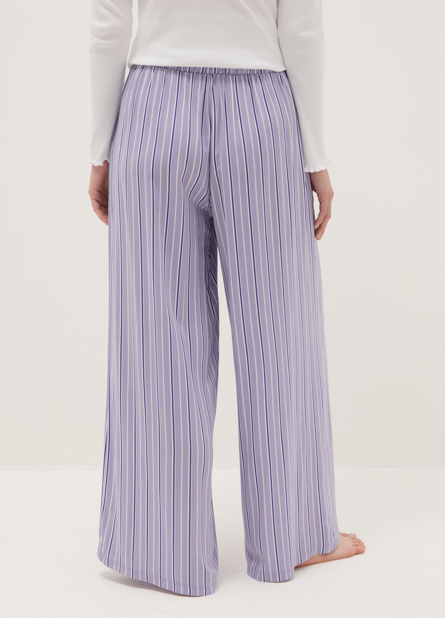Purple striped viscose pyjama trousers with regular fit