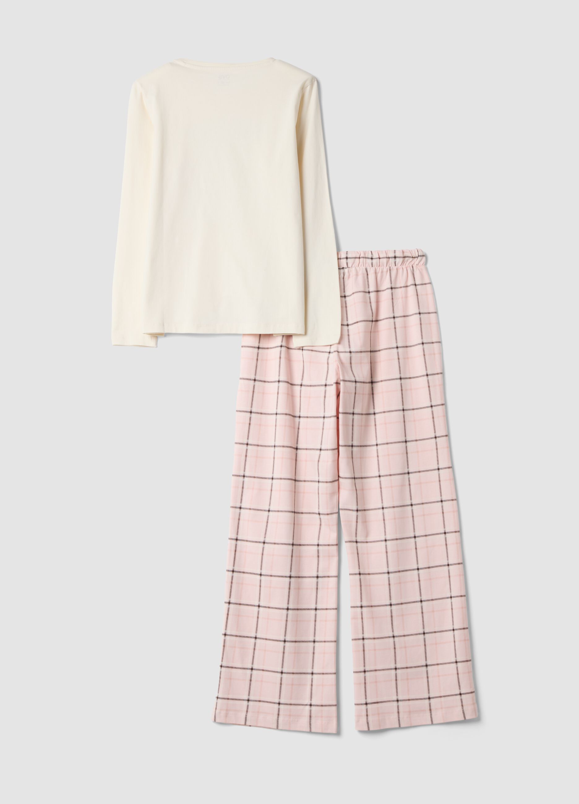 Pink pure organic cotton crew-neck pyjamas