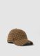 Cappello marrone in misto lana e viscosa a fantasia_0