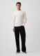 Men&rsquo;s ivory white long-sleeve stretch cotton T-shirt with GAP logo_1