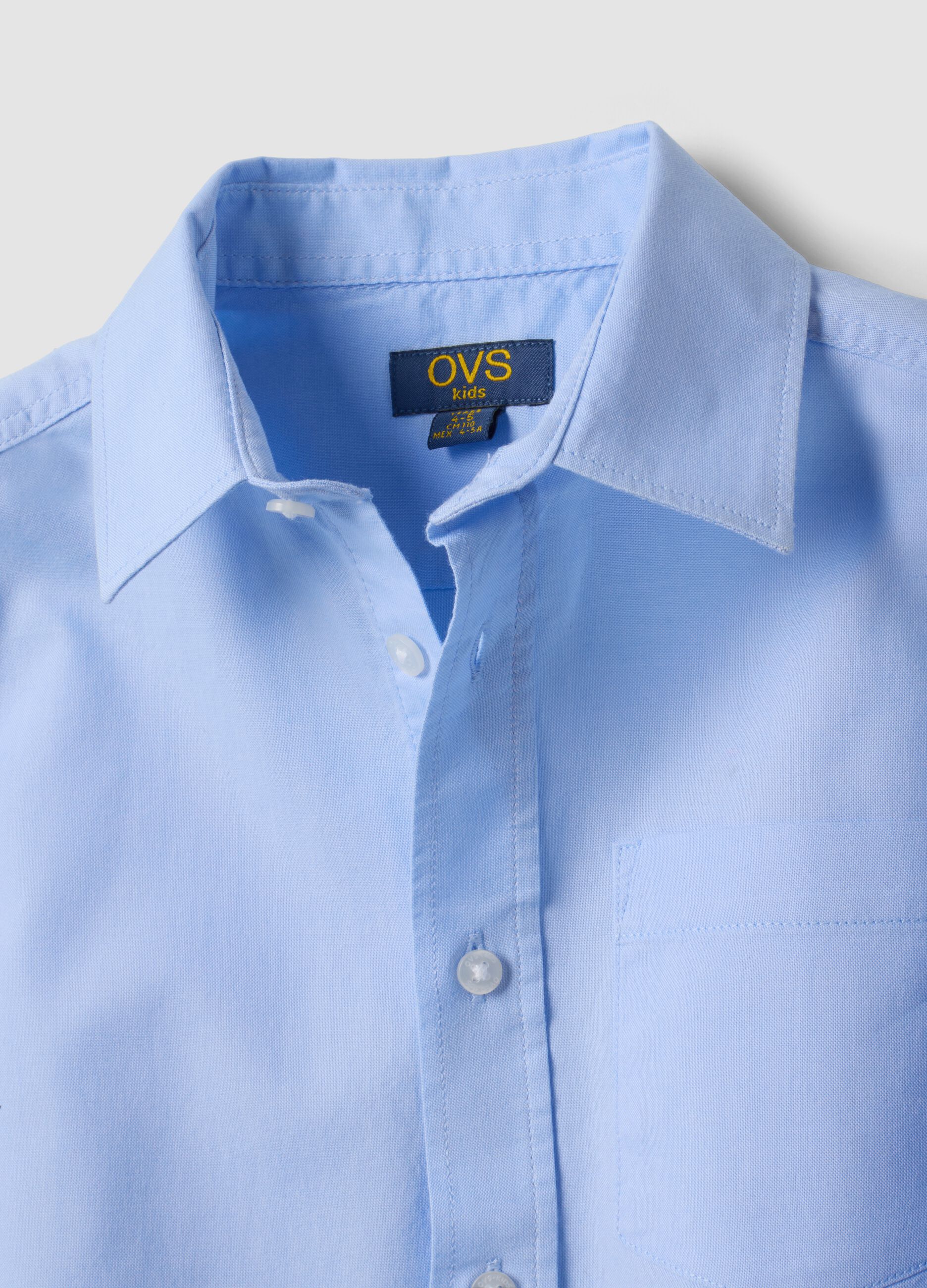 Light blue pure cotton shirt with classic collar, regular fit